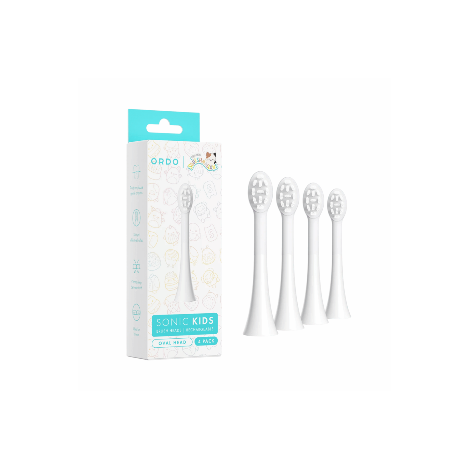 Ordo Kids Sonic Electric Toothbrush  Brush Heads - White - 4 Pack