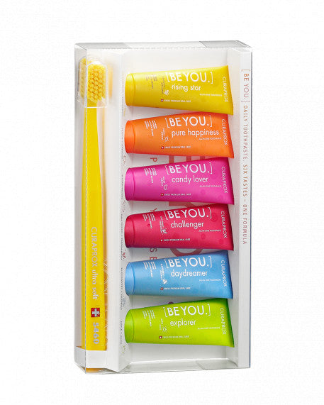 Curaprox BE YOU - Toothbrush & Toothpastes - Six Taste Pack - Go Oral Care